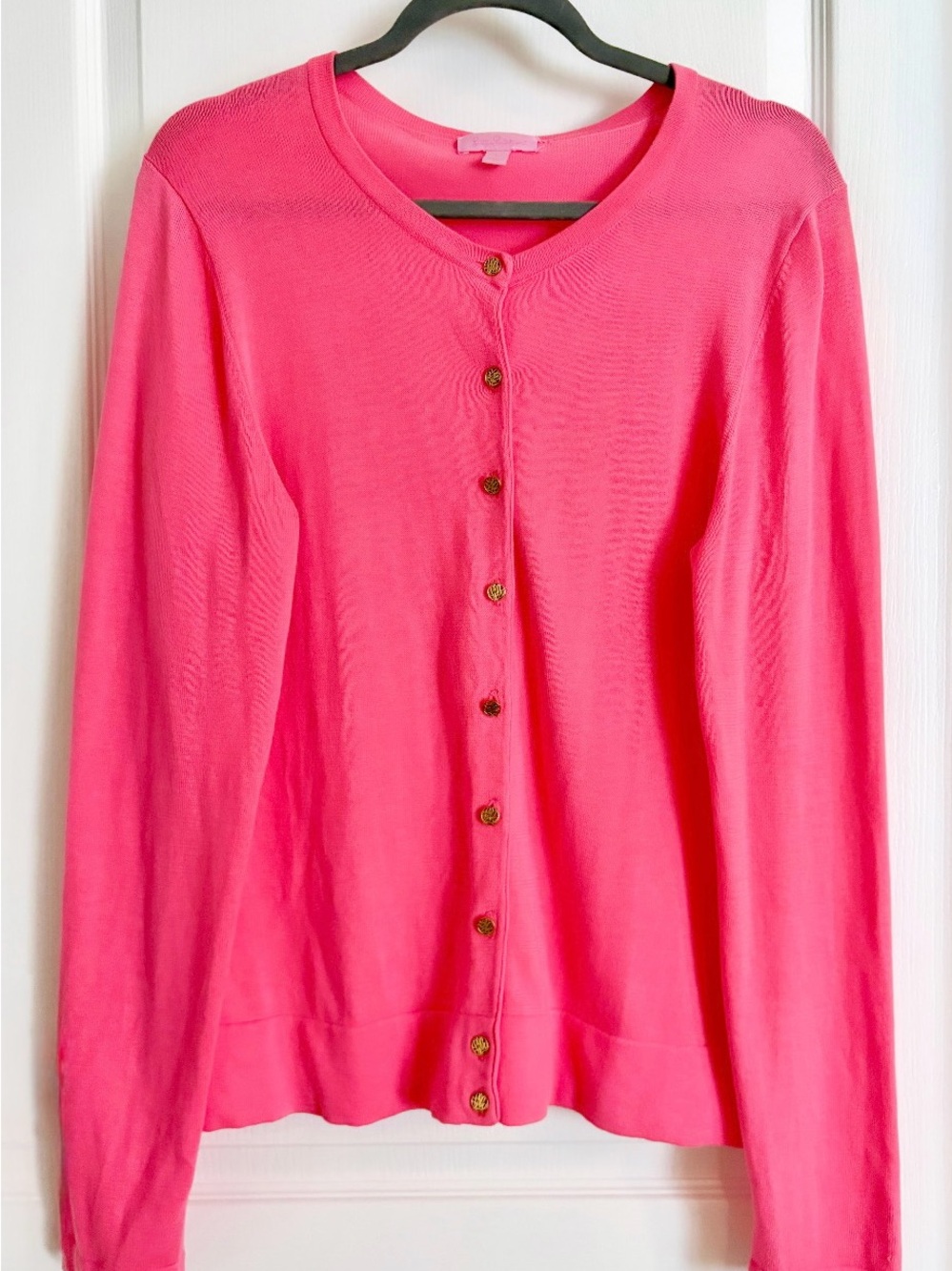 Lilly Pulitzer Pink 100% Cotton Cardigan with Logo Buttons